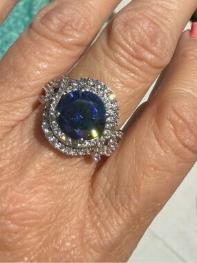 Bella Luce Sterling Silver 925 Simulated Tanzanite Diamond Ring Size 9 Statement